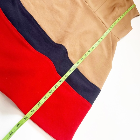 Shoshanna Camel Double Crepe Color block Trina Dress - Picture 11 of 15